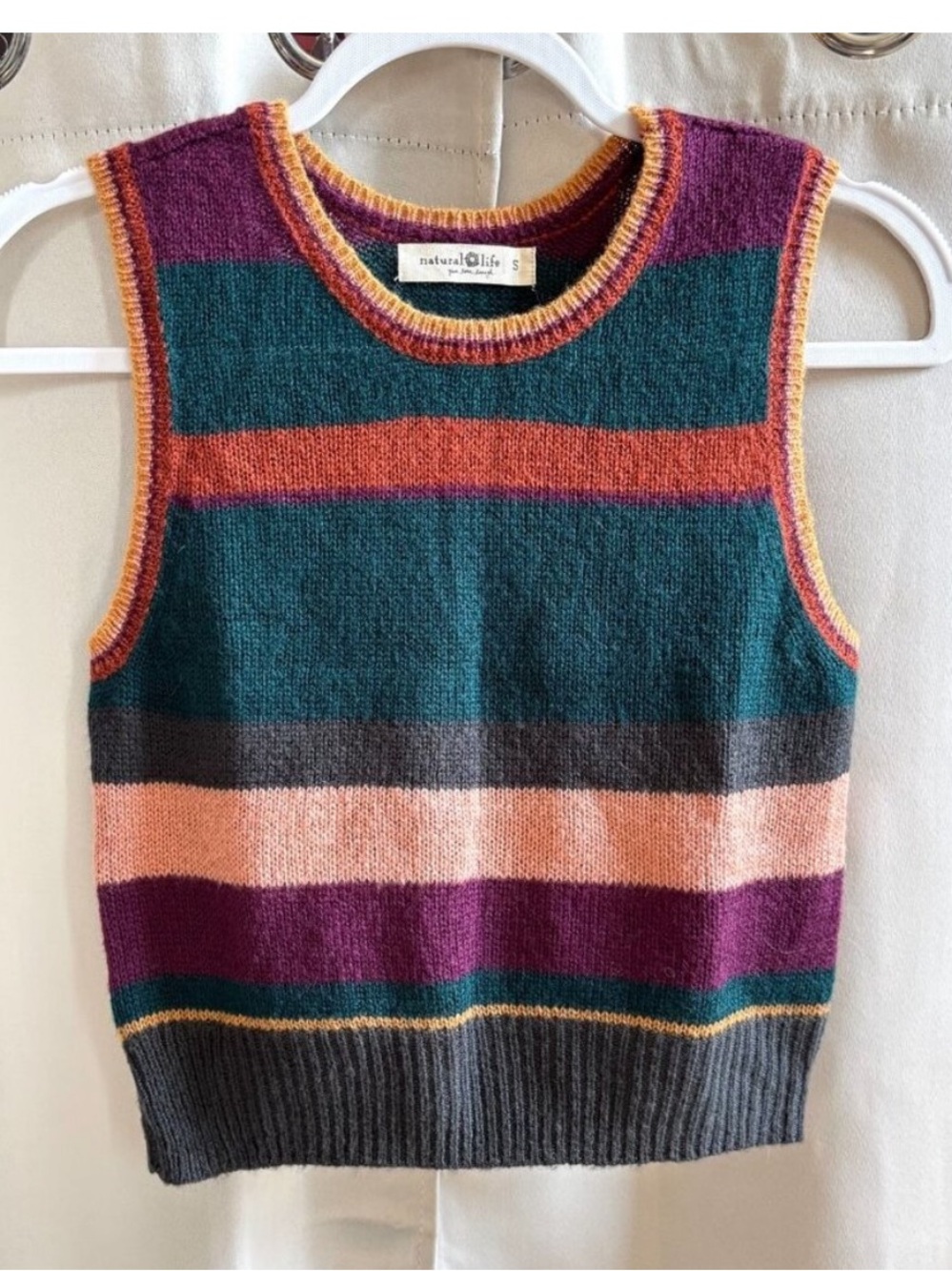 Natural Life Sweater Vest Womens Small Striped Y2K Festival Women